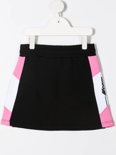 Shop Msgm Logo-print Cotton Skirt In Black
