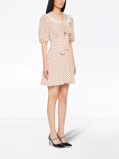 Shop Miu Miu Polka-dot Bow-embellished Dress In Yellow