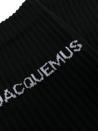 Shop Jacquemus Logo-print Ankle Socks In Black