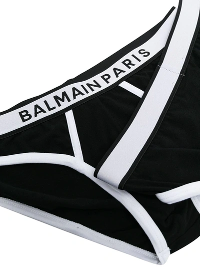 Shop Balmain Logo-waistband Briefs In Black