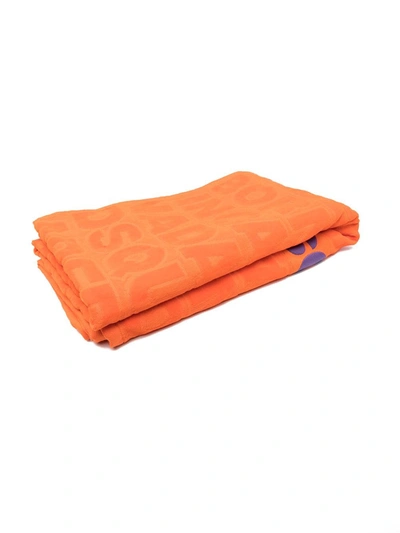 Shop Dsquared2 Logo-print Cotton Towel In Orange