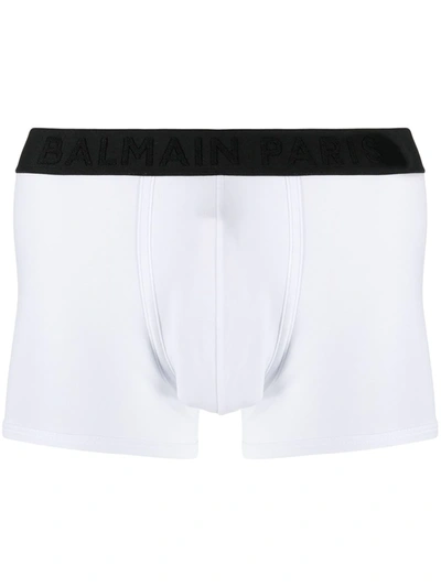 Shop Balmain Logo-waistband Boxers In White