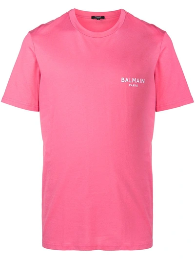 Shop Balmain Chest Logo T-shirt In Pink