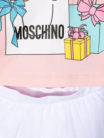 Shop Moschino Teddy Bear Print Skirt Set In White