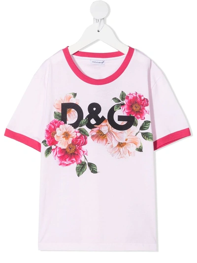 Shop Dolce & Gabbana Floral-print T-shirt In Pink
