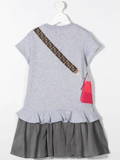 Shop Fendi Bag-print Short Sleeved Dress In Grey