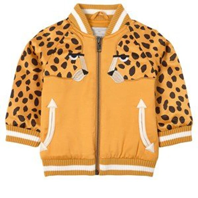 Shop Stella Mccartney Kids Orange Cheetah Print Satin Bomber Jacket