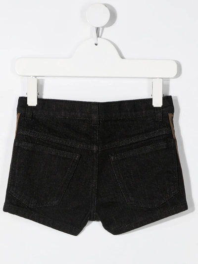 Shop Fendi Ff-trim Denim Shorts In Black