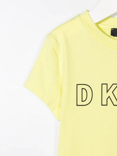 Shop Dkny Logo Print T-shirt In Yellow