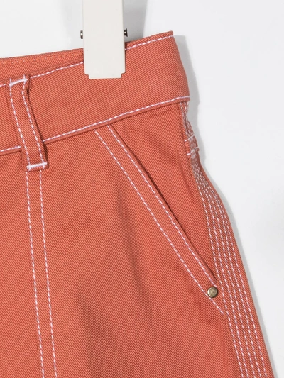 Shop Chloé Contrast Stitching Detail Shorts In Brown