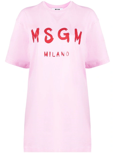 Shop Msgm Abito Logo In Pink & Purple