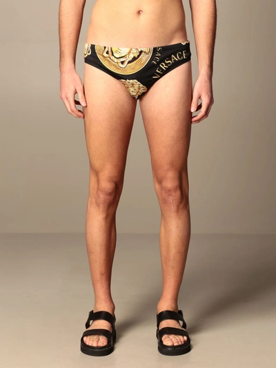 Shop Versace Swimsuit  Swimsuit With Baroque Pattern In Black