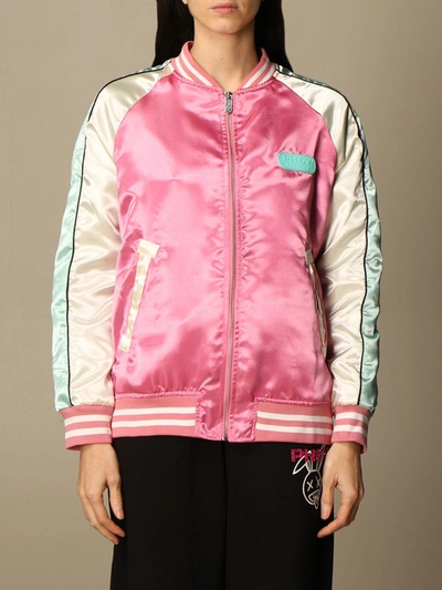 Shop Pharmacy Industry Bomber Jacket With Mouth Patch In Fuchsia
