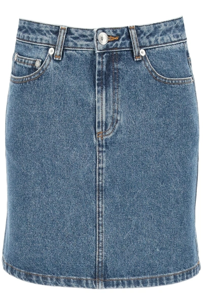 Shop Apc Standard Denim Mini Skirt In Bleu Clair (blue)