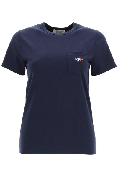 Shop Maison Kitsuné Tricolor Fox Patch T-shirt In Navy (blue)