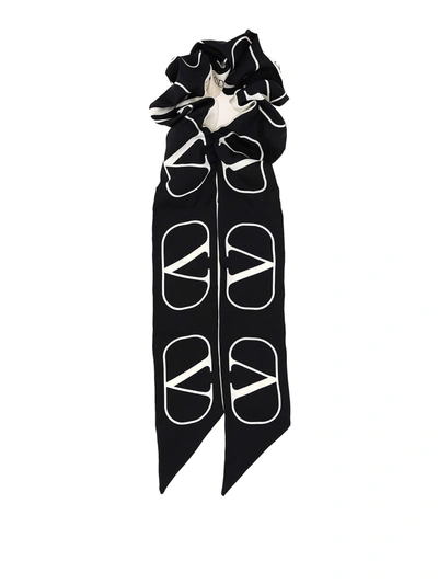 Shop Valentino Jacquard Silk Hairband In Black And White