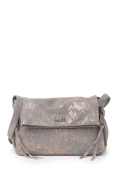 Shop Aimee Kestenberg Bali Double Entry Leather Crossbody Bag In Rose Gold Distressed