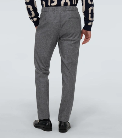 Shop Fendi Virgin Wool Flannel Sweatpants In Grey