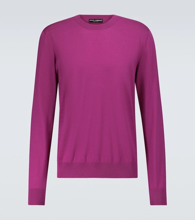 Shop Dolce & Gabbana Virgin Wool Crewneck Sweater In Pink