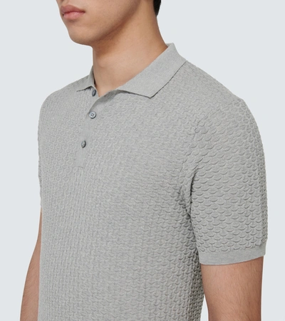 Shop Zanone Fantasy-stitch Knitted Polo Sweater In Grey