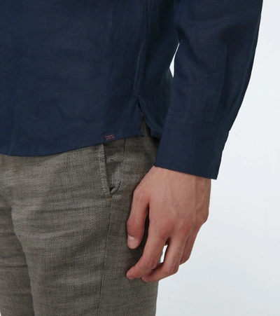Derek Rose Monaco 2 Long-sleeved Linen Shirt In Blue