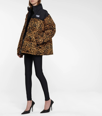 Shop Vetements Leopard-print Down Jacket In Brown