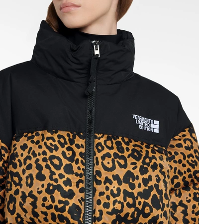Shop Vetements Leopard-print Down Jacket In Brown