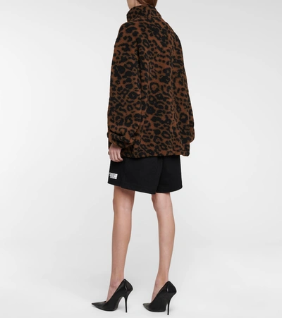 Shop Vetements Leopard-print Fleece Jacket In Brown
