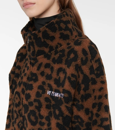 Shop Vetements Leopard-print Fleece Jacket In Brown
