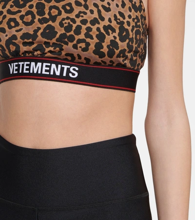 Shop Vetements Leopard-print Sports Bra In Brown