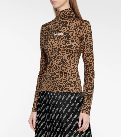 Shop Vetements Leopard-print Stretch-jersey Top In Brown