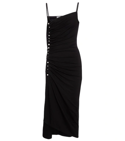 Shop Rabanne Embellished Jersey Midi Dress In Black