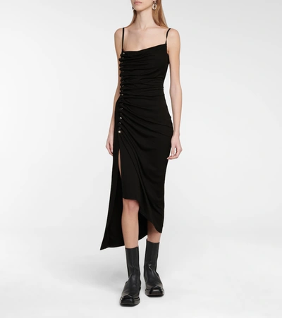 Shop Rabanne Embellished Jersey Midi Dress In Black