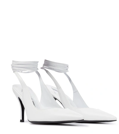 Shop Attico Venus 85 Leather Sandals In White