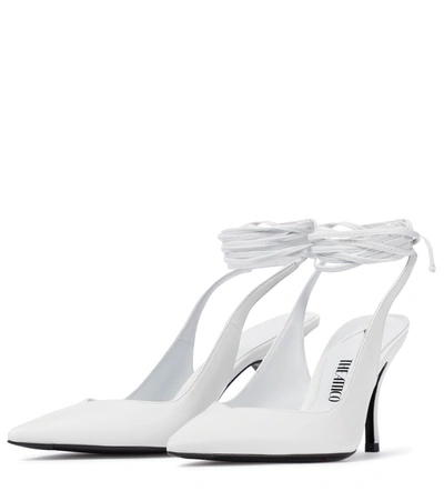 Shop Attico Venus 85 Leather Sandals In White