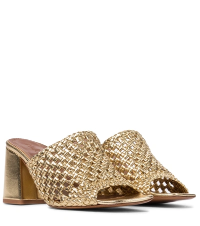 Shop Souliers Martinez Elda 75 Leather Sandals In Gold