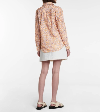 Shop Apc Gina Floral Silk And Cotton Shirt In Orange