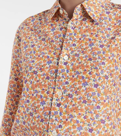 Shop Apc Gina Floral Silk And Cotton Shirt In Orange