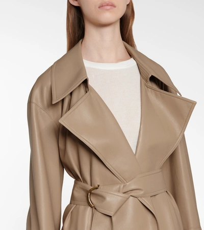 Shop Nanushka Amal Faux Leather Trench Coat In Brown