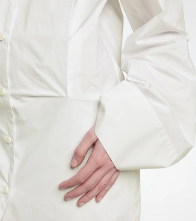 Shop Attico Cotton Poplin Mini Shirt Dress In White