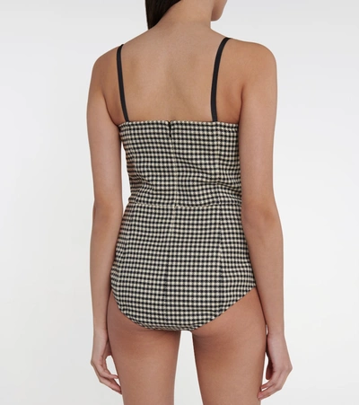 Shop Red Valentino Gingham Bodysuit In Black