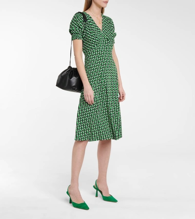 Shop Diane Von Furstenberg Jemma Printed Crêpe Midi Dress In Green