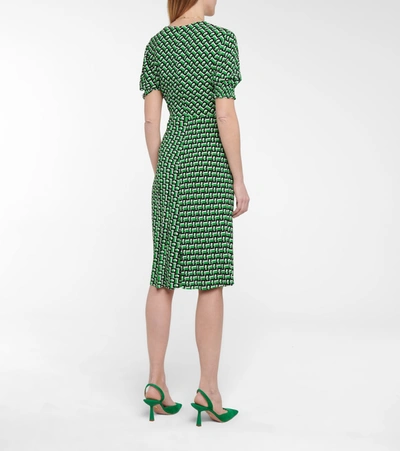 Shop Diane Von Furstenberg Jemma Printed Crêpe Midi Dress In Green