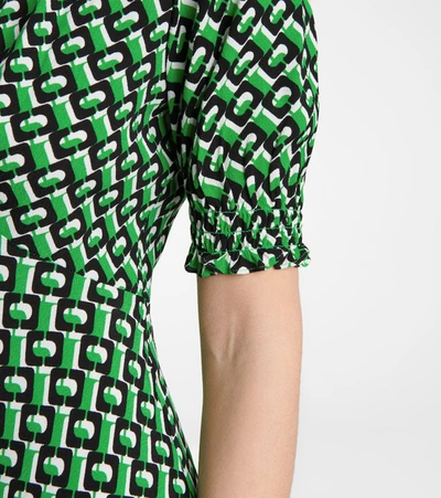 Shop Diane Von Furstenberg Jemma Printed Crêpe Midi Dress In Green