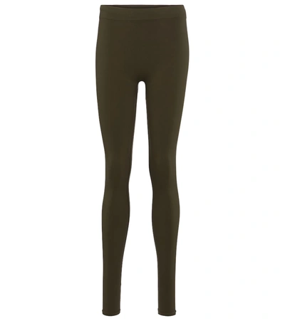 Shop Helmut Lang High-rise Stretch-jersey Leggings In Green