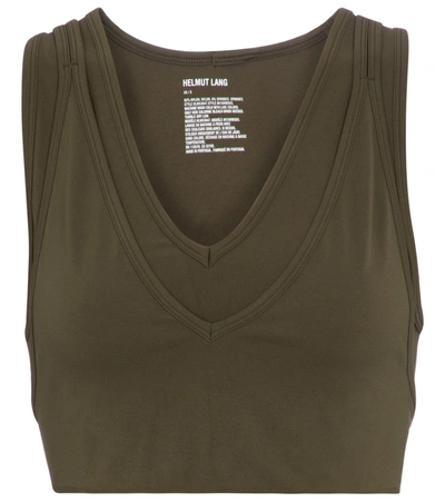 Shop Helmut Lang Stretch-jersey Sports Bra In Green