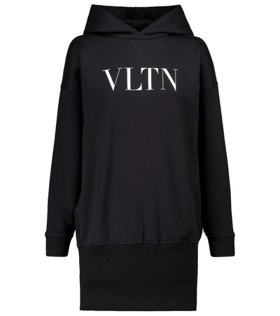 Shop Valentino Vltn Cotton-blend Hoodie In Black
