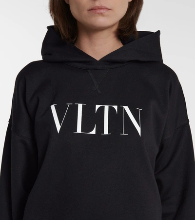 Shop Valentino Vltn Cotton-blend Hoodie In Black