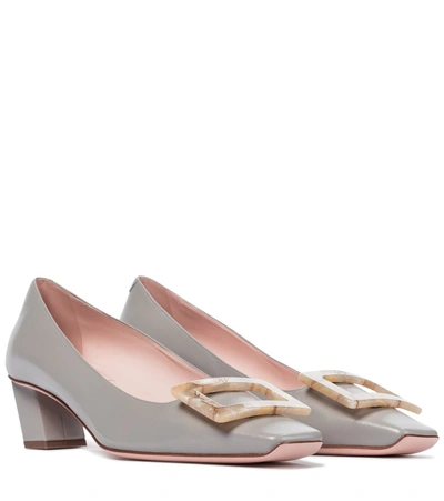 Shop Roger Vivier Belle Vivier Leather Pumps In Grey