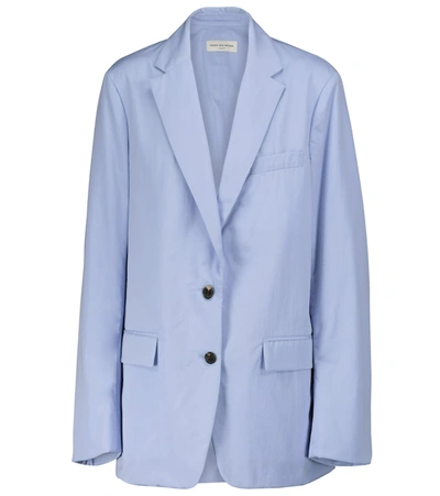 Shop Dries Van Noten Cotton Poplin Blazer In Blue